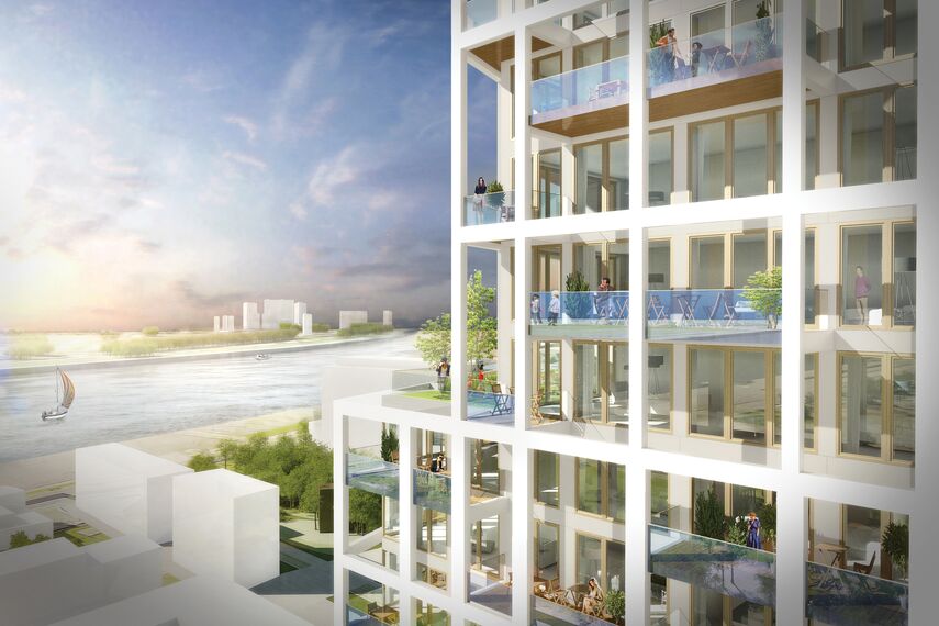 ConceptSystem 59Pa Fenêtres, ConceptWall 50 Murs rideaux, ConceptFolding 77 Coulissants et MasterLine 8 HI+ Fenêtres - Zuiderzicht Nieuw Zuid situé à Antwerp, Belgique