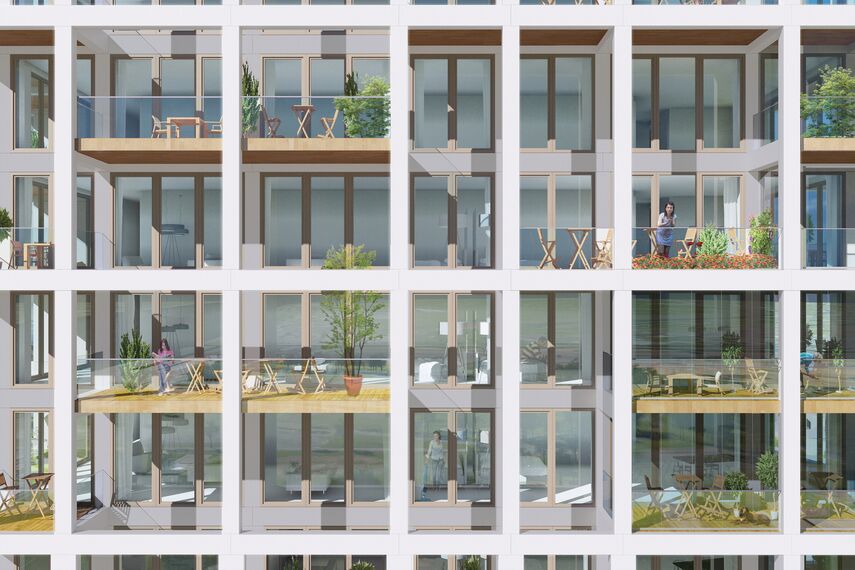 ConceptSystem 59Pa Fenêtres, ConceptWall 50 Murs rideaux, ConceptFolding 77 Coulissants et MasterLine 8 HI+ Fenêtres - Zuiderzicht Nieuw Zuid situé à Antwerp, Belgique