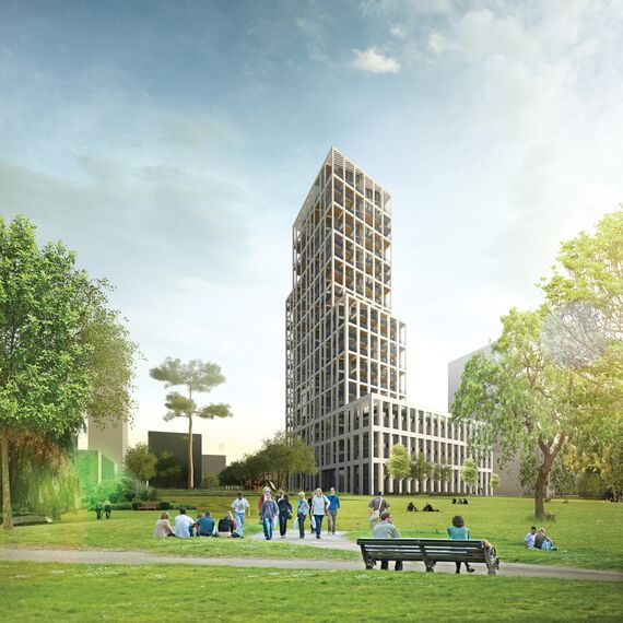 ConceptSystem 59Pa Fenêtres, ConceptWall 50 Murs rideaux, ConceptFolding 77 Coulissants et MasterLine 8 HI+ Fenêtres - Zuiderzicht Nieuw Zuid situé à Antwerp, Belgique