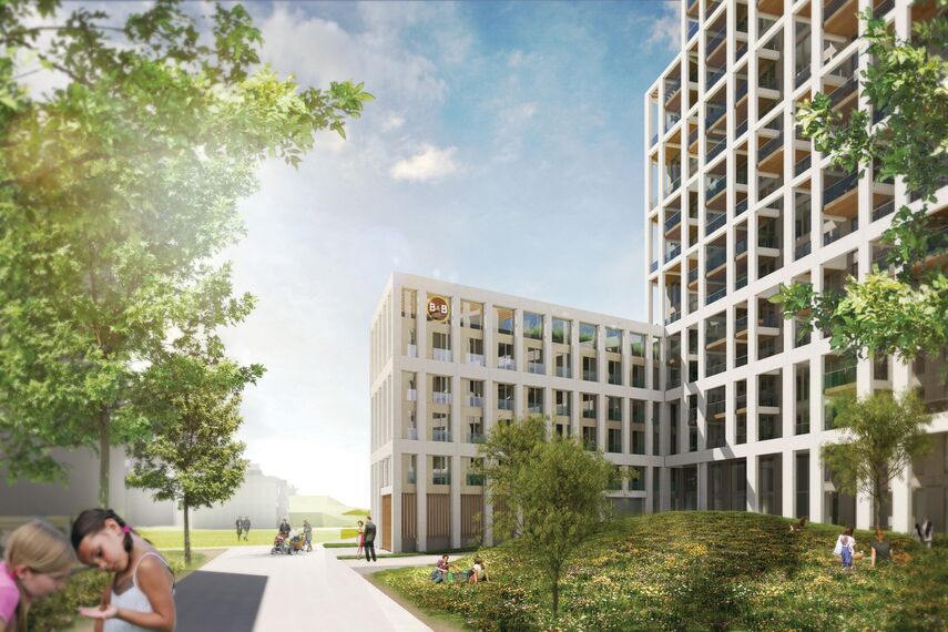 ConceptSystem 59Pa Fenêtres, ConceptWall 50 Murs rideaux, ConceptFolding 77 Coulissants et MasterLine 8 HI+ Fenêtres - Zuiderzicht Nieuw Zuid situé à Antwerp, Belgique