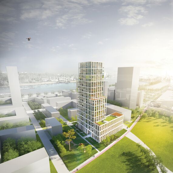 ConceptSystem 59Pa Fenêtres, ConceptWall 50 Murs rideaux, ConceptFolding 77 Coulissants et MasterLine 8 HI+ Fenêtres - Zuiderzicht Nieuw Zuid situé à Antwerp, Belgique