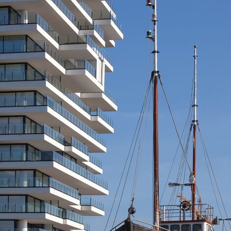 ConceptSystem 77 Fenêtres et ConceptWall 50 Murs rideaux - Complexe immobilier Baelskaai 12 (Oosteroever) situé à Oostende, Belgique